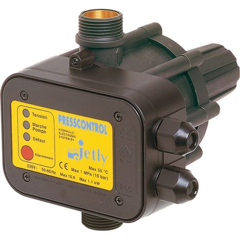 Jetly – Presscontrol monophasé – Dispositif automatique pour pompe de surface – Protection contre marche à sec – Alimentation 230V – IP65 (1/4)