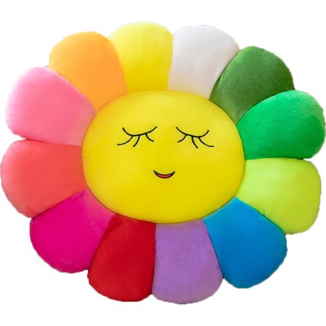 [Kissen] Buntes Sonnenblumenkissen – Cartoon-Motiv – Stoffkissen mit Blumenmuster für Büro und Sofa – Modell 9 – Hochwertiges Material – 38 cm