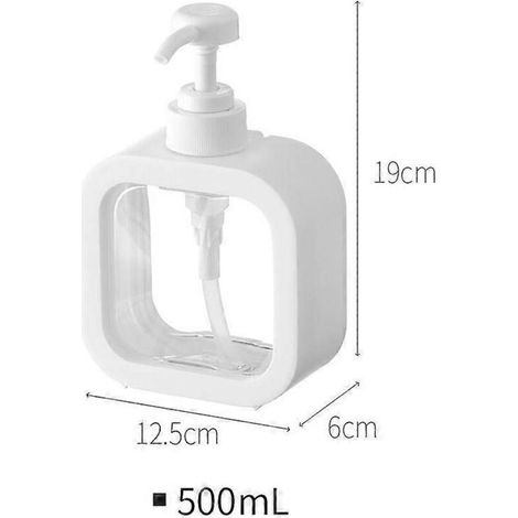 Flacon distributeur de savon à pompe blanc, récipient en plastique rechargeable de 300 ml ou 500 ml pour savon pour les mains, gel douche et liquide vaisselle.-AquaForge (1/5)