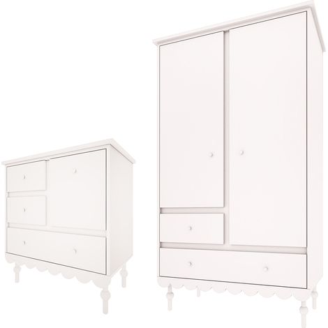 Armadio 2 ante 3 cassetti Babushka bianco 91cm