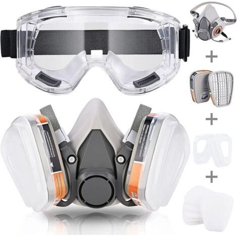 Nazalus-Vente chaude-Respiratoire Réutilisable Masque de Protection, Anti poussière avec Filtres Lunette pour Peinture, Poussière, Ponçage, Soudage, Bricolage Protection de Travail (1/5)