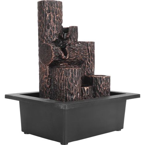 Fontaine de table en résine à plusieurs niveaux avec éclairage LED, fontaine relaxante et cascade pour la méditation, idéale pour le bureau ou le salon. Prise UE 220-240 V. (1/5)