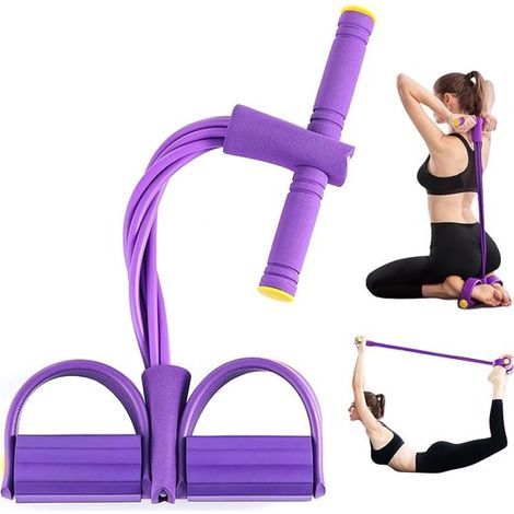 Banda de resistencia con pedal de seis tubos - Banda de resistencia para fitness con asas - Banda de estiramiento - Máquina de abdominales - Unisex (1/5)