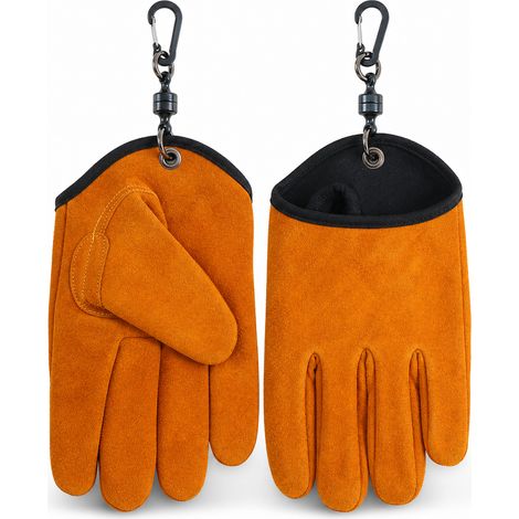 Gants de camping en cuir résistants à la chaleur orange aimantés