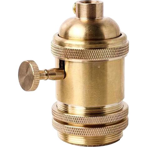 Douilles de lampe, remplacement de douille lampe, douille lumière en cuivre doré Vintage avec interrupteur, filetage vis bricolage pour ampoules (1/5)
