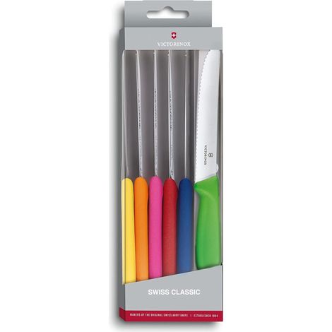 Victorinox Set 6 Coltello Punta Tonda Seghettato - 11cm  Multicolor (1/4)