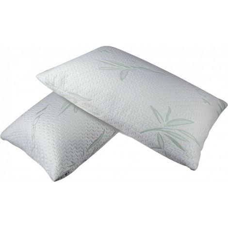 Lot de 2 protège oreiller "Bambou" imperméable 50 x 70 cm - Blanc - (1/4)