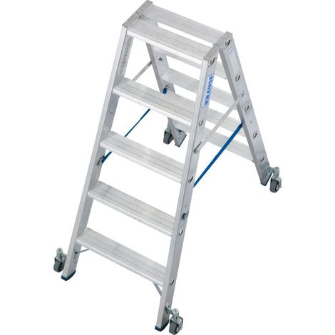 Krause Aluminium-Doppelleiter STABILO fahrbar 2,70 m Doppelstufenleiter (1/3)
