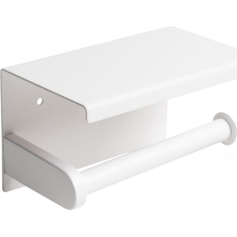 Portarrollos de papel higiénico para baño, estante de pared de acero inoxidable, color blanco (1/5)