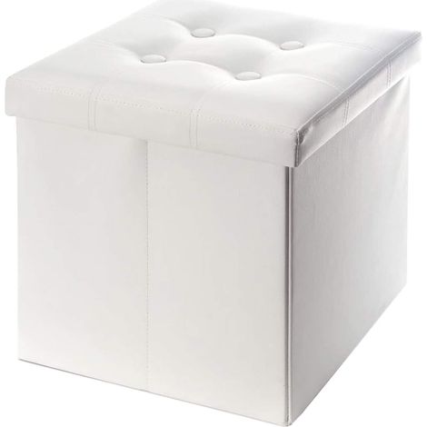 Rebecca Mobili Puff Taburete Organizador Reposapiés Tamaño Blanco 30x30x30