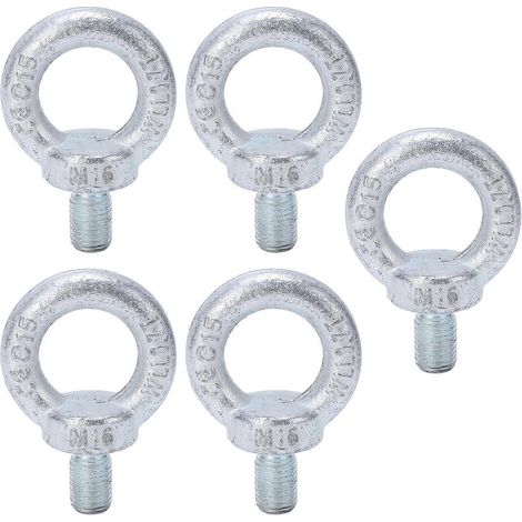 Boulon à œil de levage à épaulement, lot de 5, en acier Q235 zingué blanc, anneau de levage fileté. (1/4)