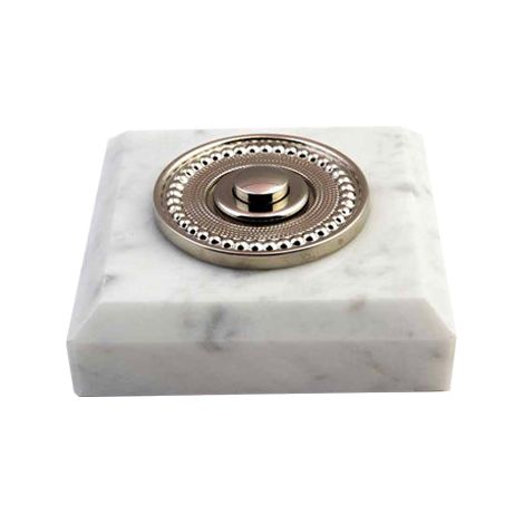 Sonnette ANTIBES filaire marbre blanc collerette perlée chrome
