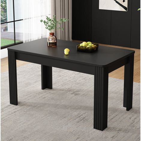 Mesa de comedor rectangular 116 x 65 x 75 cm, negra, estructura de cuatro patas DESVIAE (1/5)