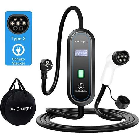 Chargeur EV Portable, Puissance de 3, 5 kW,, Interface Utilisateur : Écran LCD avec statut de charge, Variante : 3.5kW 16A Type2