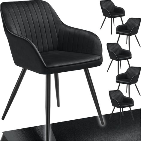 Lot 6 chaises de salle à manger en velours matelassées noir (1/5)
