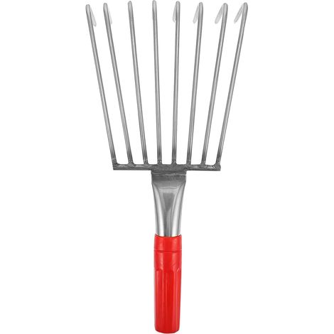 Râteau à Fourche en Acier Inoxydable 32 Cm 8 Griffes pour Fouille de Coquillages et Jardinage, Outil à Main Robuste et Ergonomique pour Plage et Entretien du Sol (1/5)