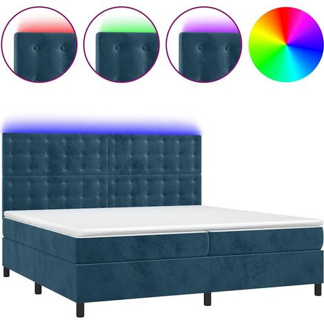Maison Exclusive - Letto a Molle con Materasso e LED Blu Scuro 200x200 cm (1/5)