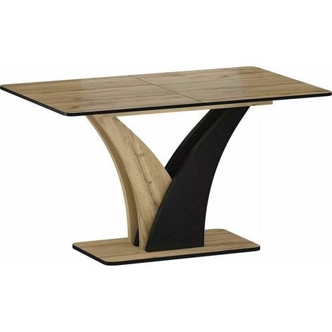 Table extensible 120-160 cm noire et aspect chêne Cassandra (1/5)