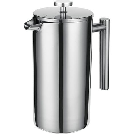 Kaffeepresse aus Edelstahl 304, Thermoskanne, 800 ml, 3 Filter, hitzebeständiger Griff, rostfrei