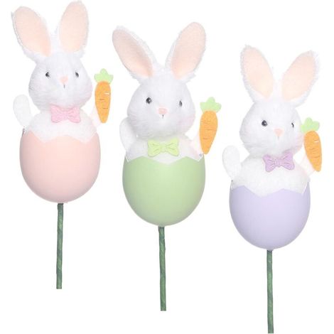 Décoration de Pâques avec Lapin – Panier de Printemps avec Œufs en Mousse et Carottes, Idéal pour Décorer Salon et Maison,3 pièces (1/5)
