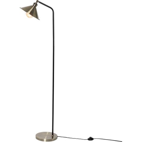 Litecraft Danica Floor Lamp Adjustable Base With Diner Shade - Antique Brass
