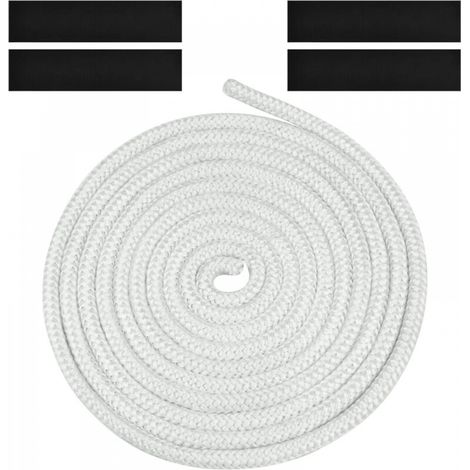 Joint Tressé pour Insert et Poêle, 8mm x 3m Joint en Fibre de Verre avec 4 Ruban,pour Poele a Bois, Cheminée,Blanc (1/5)