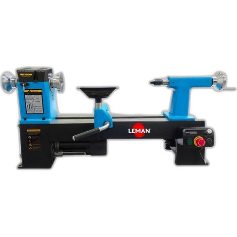 Leman – Tour à bois entre-pointes 419mm – Moteur TEFC 550W – 3 vitesses 250-3200 t/min – Broche M33 x 3,5 – Tête en fonte d'acier
