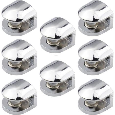 8-teiliges Glasregal-Set, verstellbare Glasklemme, Wandspiegelhalterung, Spiegelklemme unter Glas für 6–8 mm dicke Glasregale (1/5)