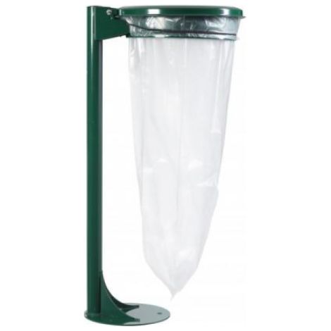 Support de sac avec couvercle et poteau/platine Collecmur extrême - 110l - vert mousse - RAL 6005 (1/2)