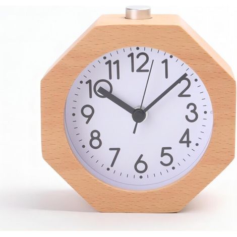 Réveil Analogique en Bois, LED Non-Tic-Tac avec Chiffres Arabes Réveil Lumière Nuit Snooze Fonction Batterie Facile à Régler pour Les Enfants Hommes Femmes (1/4)