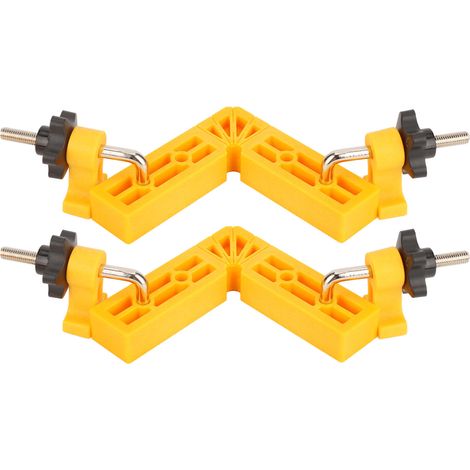 Équerres de positionnement 90° x2, pinces de fixation à angle droit, outil de menuiserie ABS jaune, 120mm (4,5 pouces), serre-joints de précision pour assemblage (1/5)
