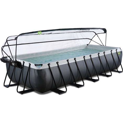 EXIT Black Leather Pool 540x250x100cm mit Sandfilterpumpe und Abdeckung - schwarz (1/5)
