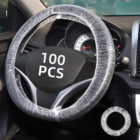 Coprivolante universale trasparente da 100 pezzi, coprivolante elastico impermeabile in plastica, coprivolante, accessori per interni auto (1/4)
