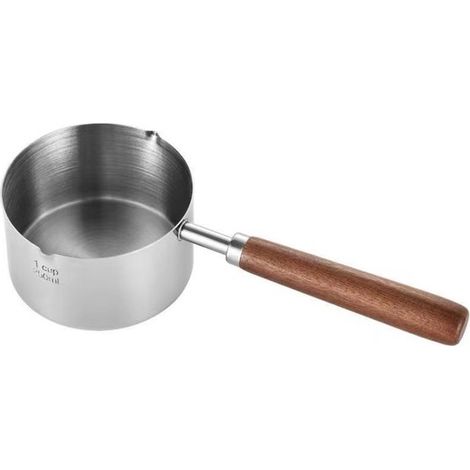 Mini Kochtopf und Milchkännchen Mini Bratpfanne Edelstahl Mit Ausgießer 250 ml für Induktionskochfelder für Soßen, warme Milch und heißes Öl. (1/5)