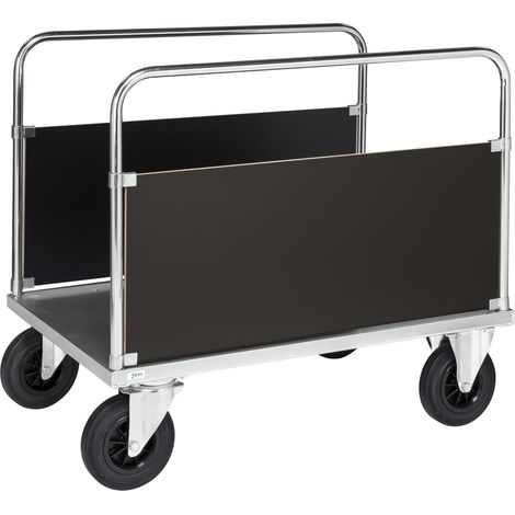 Kongamek Plattformwagen verzinkt 1000x700x900mm mit Ladefläche und 2 stirnseitigen Wänden mit Gummibereifung ohne Bremse