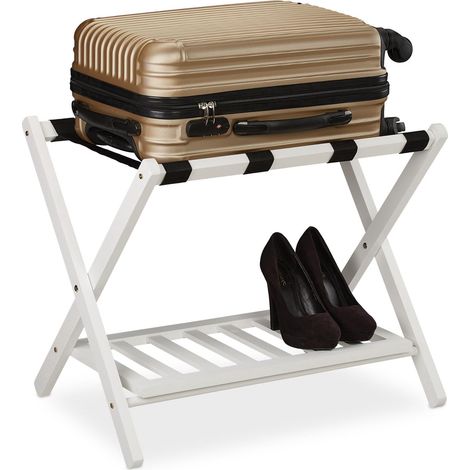 Wooden luggage rack foldup with 2 racks