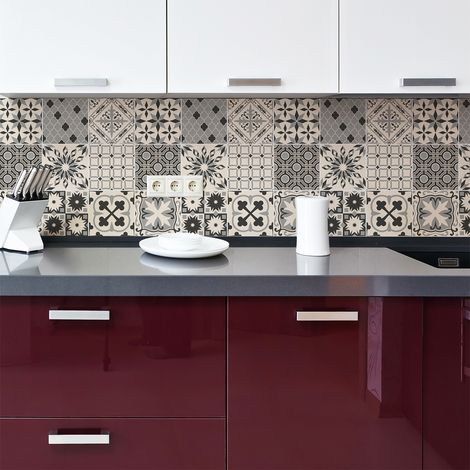 Stickers muraux - Sticker Mural Carrelage adhésif Cuisine Salle de Bain - 9 STICKERS CARRELAGES AZULEJOS IVOA - 9stickers15x15cm (1/5)