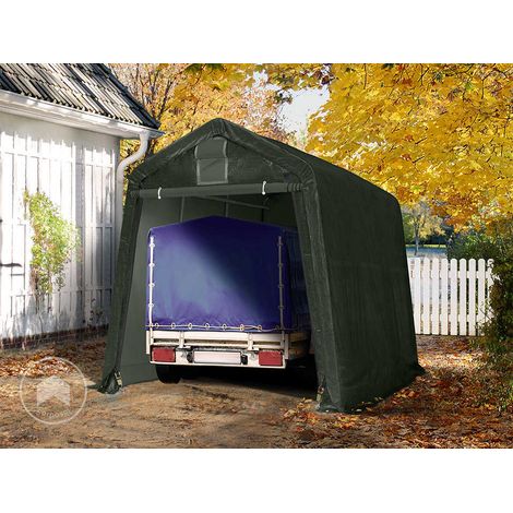 TOOLPORT Carpa Garage 2,4x3,6 m PE 600 N Garaje portátil Cobertizo Compacto de Almacenamiento Refugio 100% Impermeable verde (1/5)