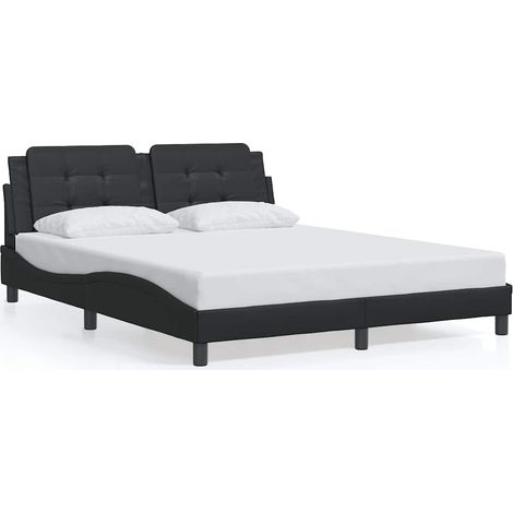 Lit double Lit adulte Cadre de lit sans matelas Zadar noir 160x200 cm similicuir (1/5)
