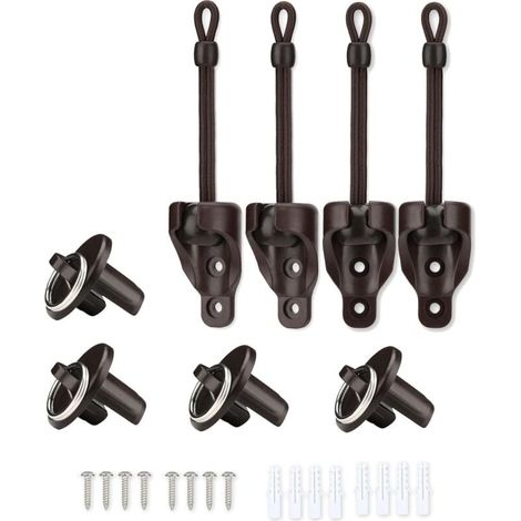 Pièces de rechange pour pare-soleil : attache. kit de boucle d'extrémité. résistant aux intempéries. compatible avec les stores enrouleurs extérieurs Coolaroo (marron. lot de 2)