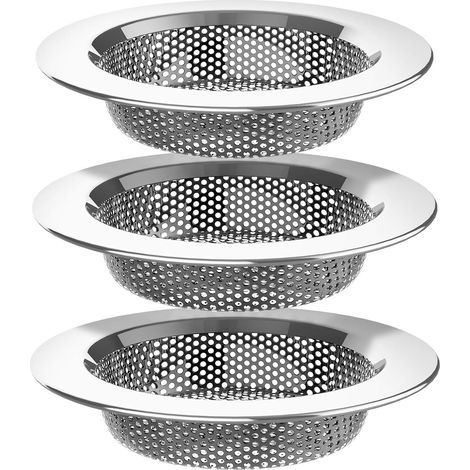 2 Stück Abflusssieb Spüle Küche Dusche Waschbecken, Spülbecken Küchenspüle Sieb Edelstahl, Außendurchmesser: 11,2 cm, Innendurchmesser: 7,6 cm, Tiefe: 2,2 cm, 3 Stücke Spülen
