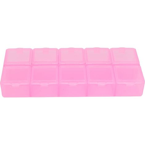Boîte de rangement bijoux 10 compartiments transparente rose - Organisateur portable multifonction pour perles et accessoires (1/5)