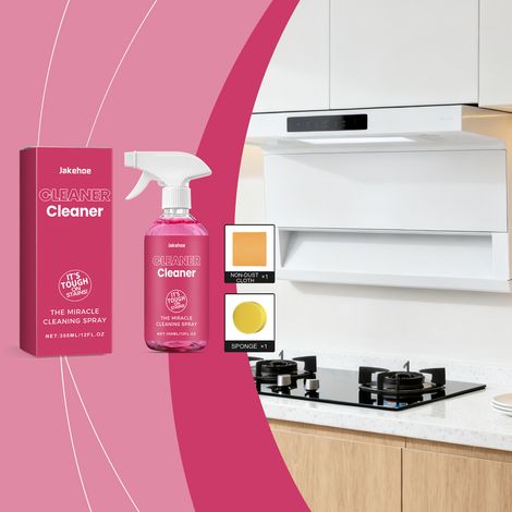 Küchenfettreinigungsset – Entfernt hartnäckige Fettflecken von Küchenutensilien, Kochfeldern und Dunstabzugshauben – 355 ml x 1, Schwamm x 1, Handtuch x 1 -- DE (1/5)