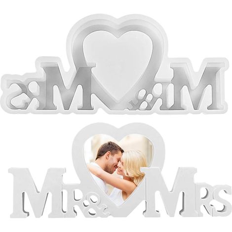 Mr & Mrs Moule en silicone en forme de cœur - Moule en résine - Moule à (1/5)