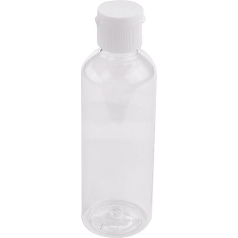 Lot de 4 flacons à clapet transparents en plastique de 100 ml pour shampoing, lotion ou cosmétiques, format voyage. (1/5)