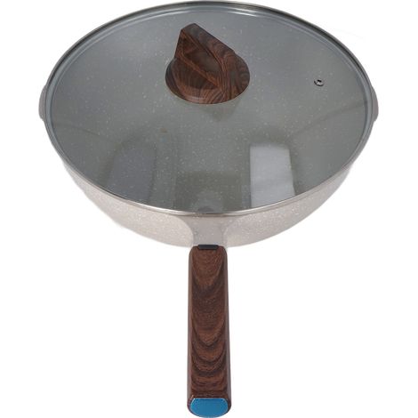 Grande poêle à frire de grande capacité, à répartition uniforme de la chaleur, avec un long manche, d'un diamètre de 30 cm, avec couvercle, pour une utilisation à la maison et au restaurant. (1/5)