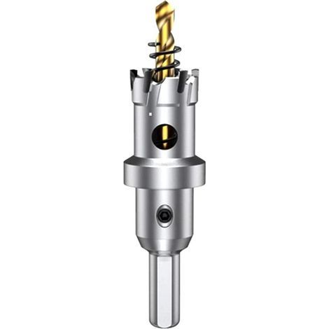 22mm Scie à Cloche en carbure de tungstène, TCT Foret de scie trépan avec 1 forets pilote plaqués titane pour acier inoxydable, feuille, métal… (1/5)