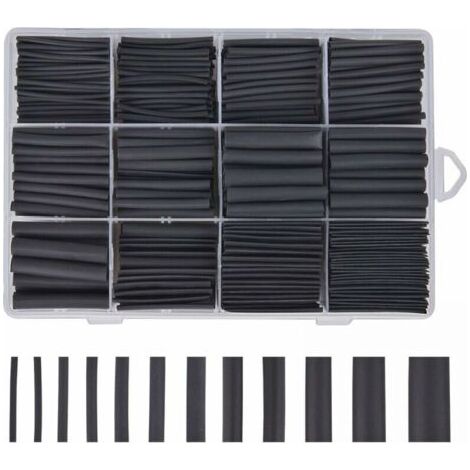Gaine Thermoretractable Noire 625pcs Gaine Thermo Retractable Gaines Thermoretractables Un Assortiment de 8 Tailles 1 – 10 mm (1/5)