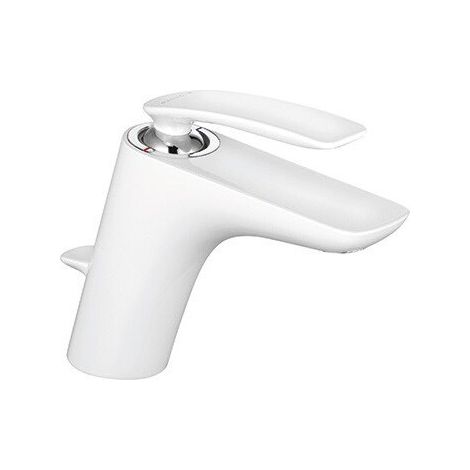 Balance mitigeur de lavabo chromée blanc