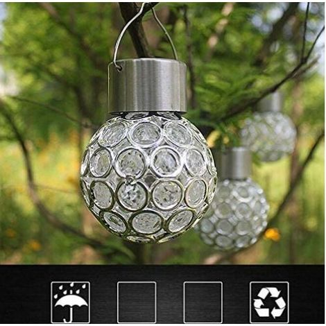 Lot de 2 lampes solaires LED multicolores changeantes à suspendre étanches pour jardin, terrasse, cour, allée, fête, vacances, décoration (1/4)